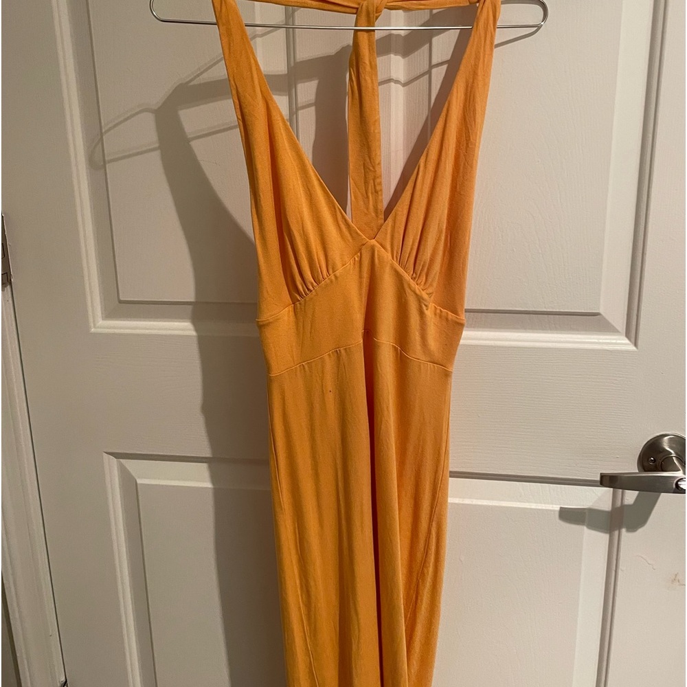 Orange halter midi dress